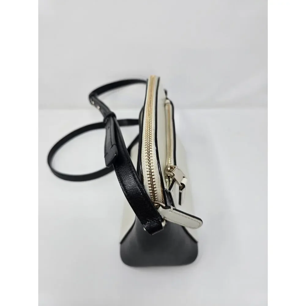 Kate Spade New York Crossbody Purse Black White Leather‎ Shoulder Bag Medium